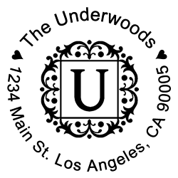 Storybook Round Letter U Monogram Stamp Sample